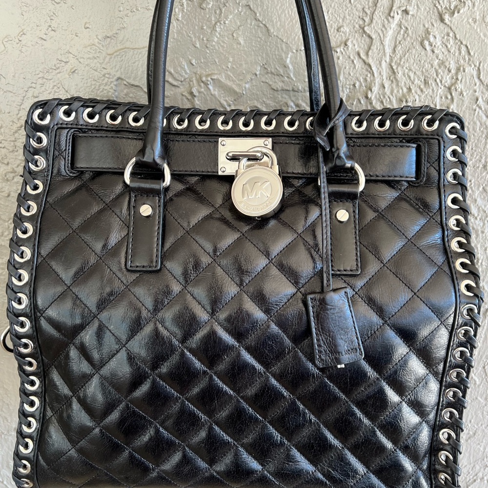 Michael Kors Black Quilted Shoulder Bag with Silver Accents - Picture 2 of 9